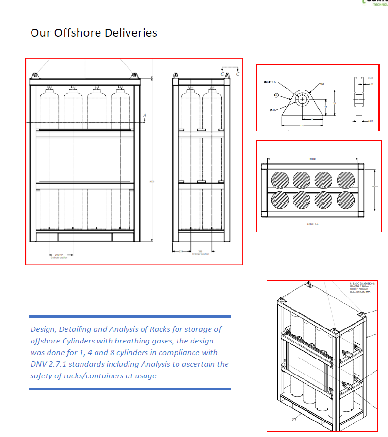 Offshore cylinder storage rack design and detailing